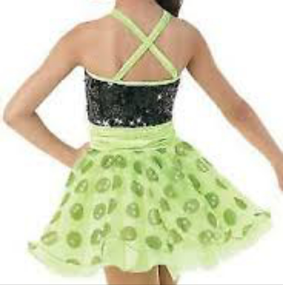 Weissman Dance Costume Green & Black Sequins size IC